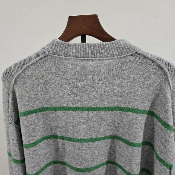 Aerie Oversized Sweater Womens Size Small Striped Green Gray Cozy Long Sleeve - Picture 4 of 9